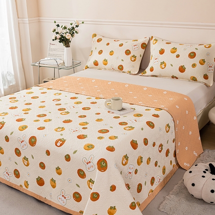 91家纺网 家纺一手货源 找家纺 （总）2025新款13070双面全棉砂洗大直边床盖三件套四件套