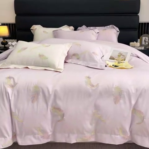 91家纺网 家纺一手货源 找家纺 2025春夏长绒棉四件套纯棉全棉轻奢风床单被套重工刺绣床上用品 芊羽梦-黛紫