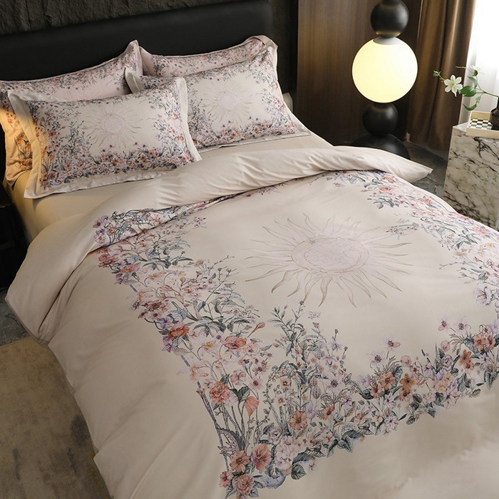 91家纺网 家纺一手货源 找家纺 巧玲珑 2025新款144*72澳洲棉陶瓷四件套 爱玛斯奶黄