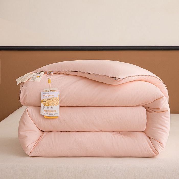 91家纺网 家纺一手货源 找家纺 睡棉坊 2025新款A类银融棉大豆被水洗棉春秋被加厚冬被正宗10%大豆被带质检报告 粉色