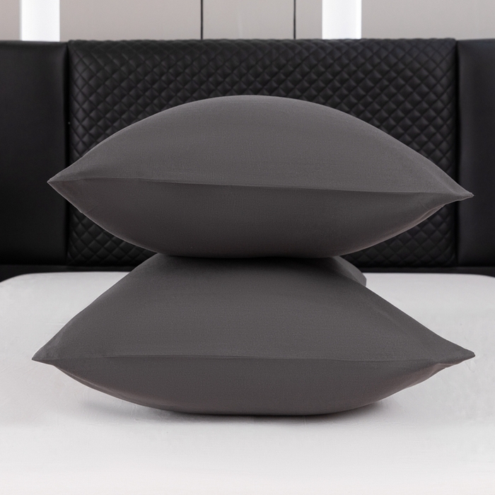 91家纺网 家纺一手货源 找家纺 2025新款跨境外贸纯色磨毛枕套 黑色