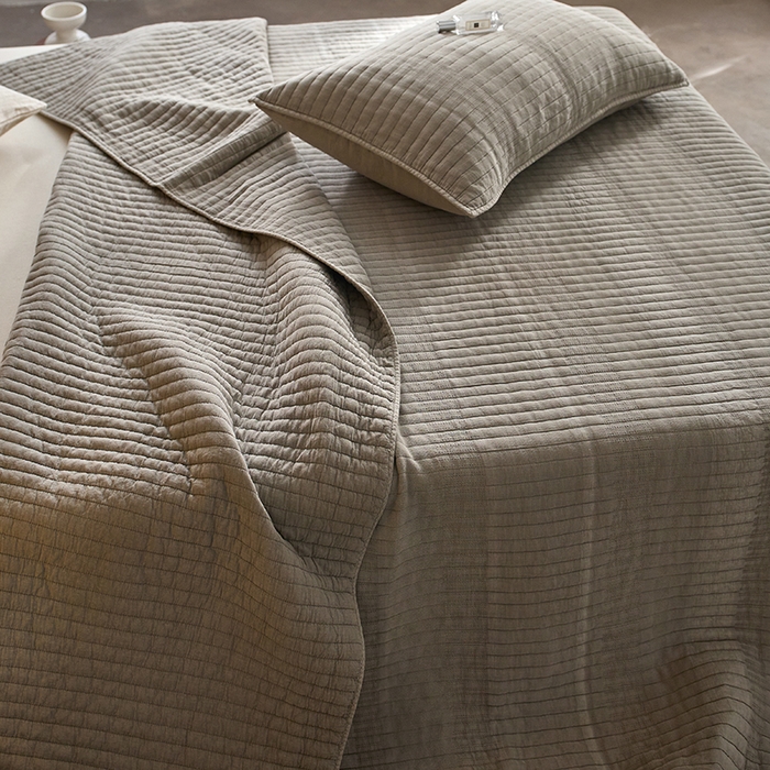 91家纺网 家纺一手货源 找家纺 2025新款全棉纱洗床盖三件套-艾伦 艾伦-米灰