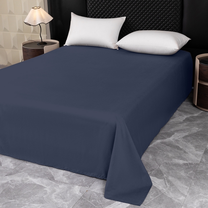 91家纺网 家纺一手货源 找家纺 2025新款跨境外贸纯色磨毛床单 藏青