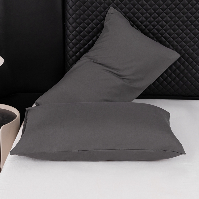 91家纺网 家纺一手货源 找家纺 2025新款跨境外贸纯色磨毛枕套 黑色