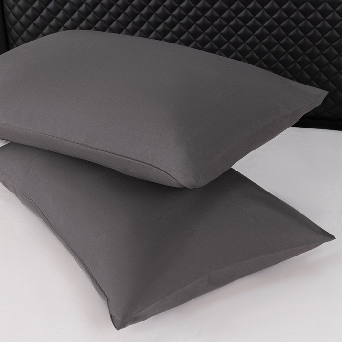 91家纺网 家纺一手货源 找家纺 2025新款跨境外贸纯色磨毛枕套 黑色