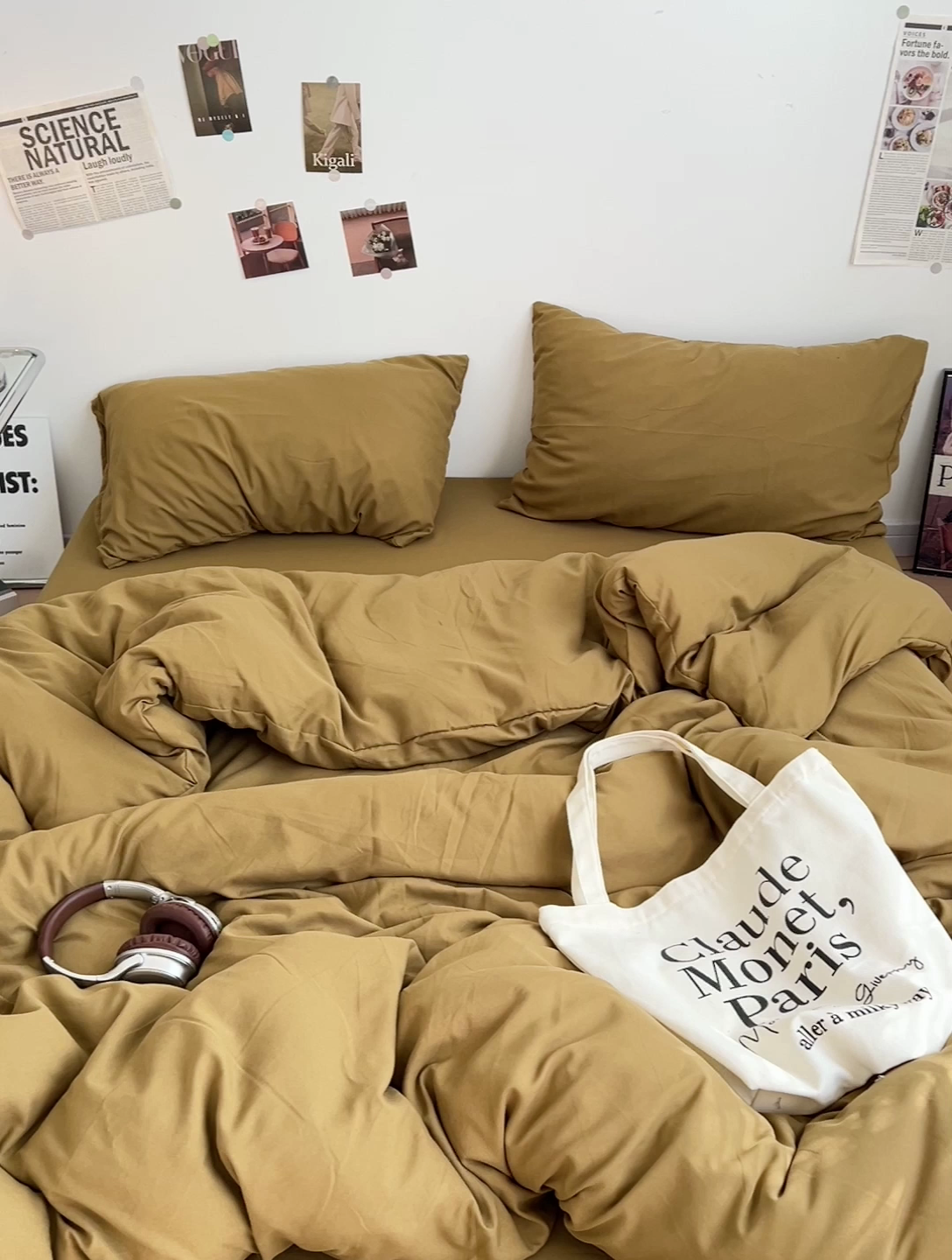 91家纺网 家纺一手货源 找家纺 梦卓家纺 2025爆款ins风超柔褶皱亲肤磨毛水洗棉四件套 姜黄