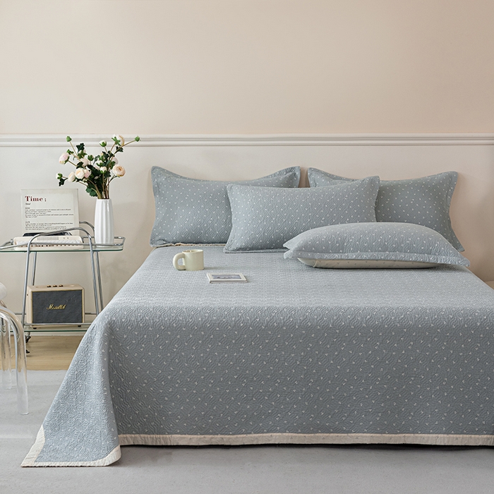 91家纺网 家纺一手货源 找家纺 2025新款13070双面全棉砂洗大直边床盖三件套四件套 温婉