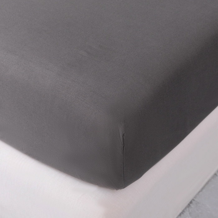 91家纺网 家纺一手货源 找家纺 2025新款跨境外贸纯色磨毛单床笠 灰色床笠