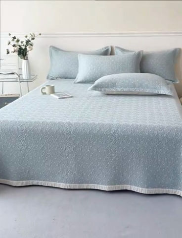 91家纺网 家纺一手货源 找家纺 2025新款13070双面全棉砂洗大直边床盖三件套四件套 温婉