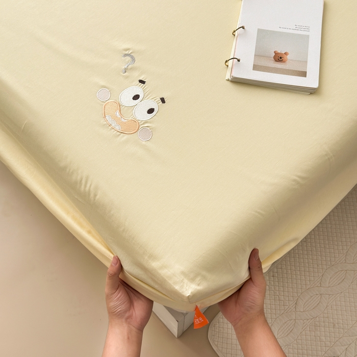 91家纺网 家纺一手货源 找家纺 （总）2025春夏新款A类小清新全棉纯棉绣花床笠席梦思保护罩单床笠可配同色枕套