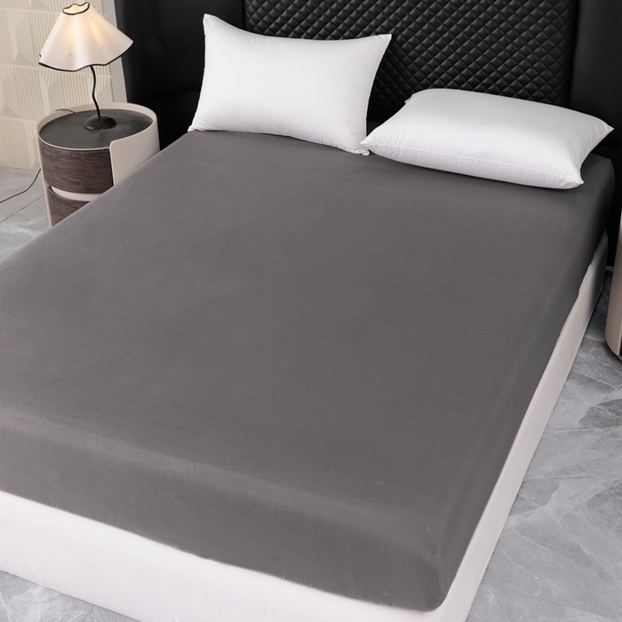 91家纺网 家纺一手货源 找家纺 2025新款跨境外贸纯色磨毛单床笠 灰色床笠