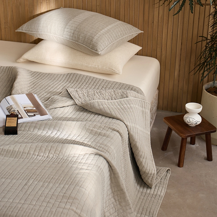 91家纺网 家纺一手货源 找家纺 2025新款全棉纱洗床盖三件套-艾伦 艾伦-米灰