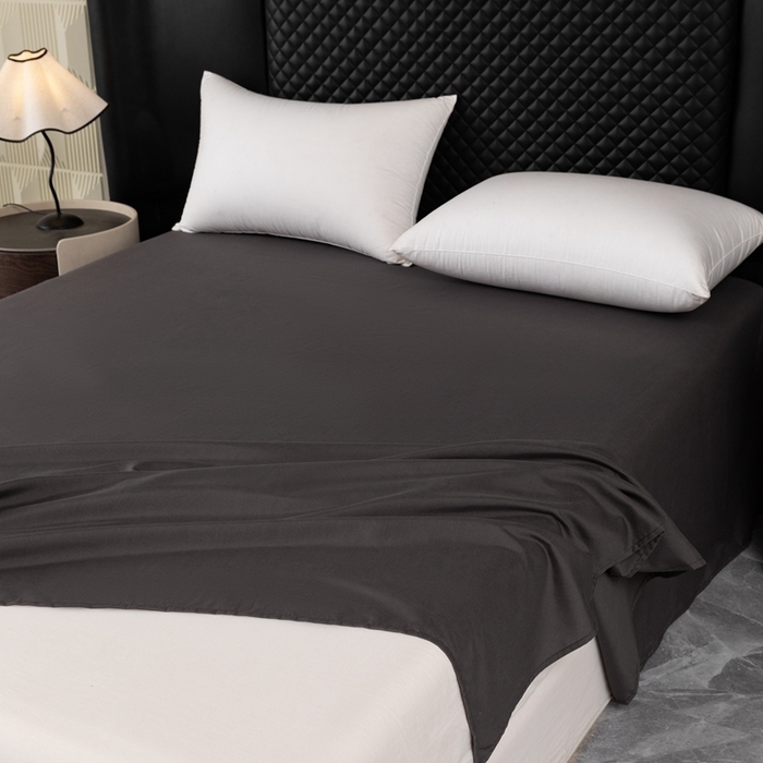 91家纺网 家纺一手货源 找家纺 2025新款跨境外贸纯色磨毛床单 黑色