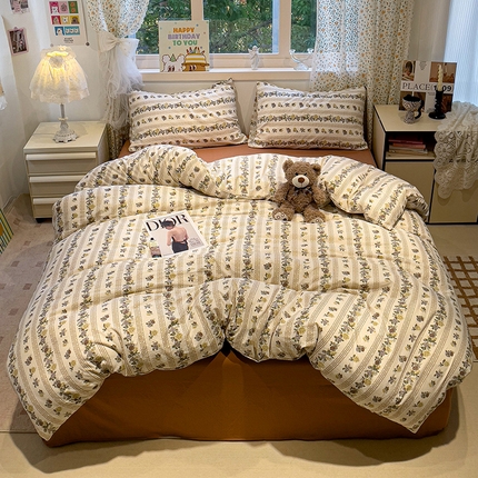 奈颜 2025新款爆款云感提花双层纱裸睡四件套 玫瑰庄园