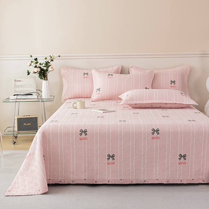 91家纺网 家纺一手货源 找家纺 2025新款13070双面全棉砂洗大直边床盖三件套四件套 卡洛琳