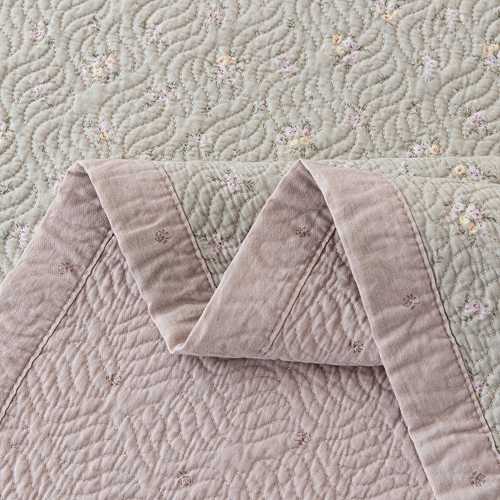 91家纺网 家纺一手货源 找家纺 2025新款13070双面全棉砂洗大直边床盖三件套四件套 雨溪