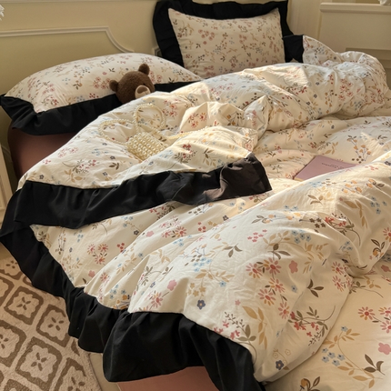 91家纺网 家纺一手货源 找家纺 （总）子钦家纺 2025新款赫本风云朵棉法式花边床单床裙床笠款四件套