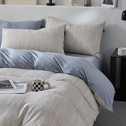 91家纺网 家纺一手货源 找家纺 （总）格里芬家纺 2025新款全棉色织水洗立体提花四件套-柏林