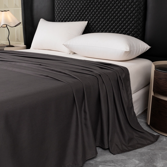 91家纺网 家纺一手货源 找家纺 2025新款跨境外贸纯色磨毛床单 黑色