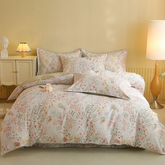 91家纺网 家纺一手货源 找家纺 巧玲珑 2025新款144*72澳洲棉陶瓷四件套 蔷薇