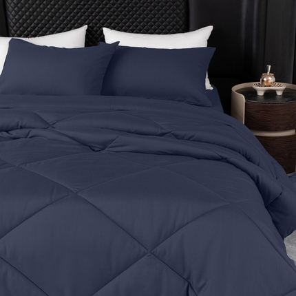 91家纺网 家纺一手货源 找家纺 2025新款美国跨境被芯四季被子 藏青