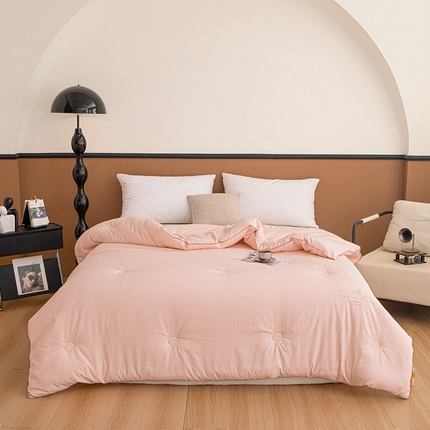 睡棉坊 2025新款A类银融棉大豆被水洗棉春秋被加厚冬被正宗10%大豆被带质检报告 粉色