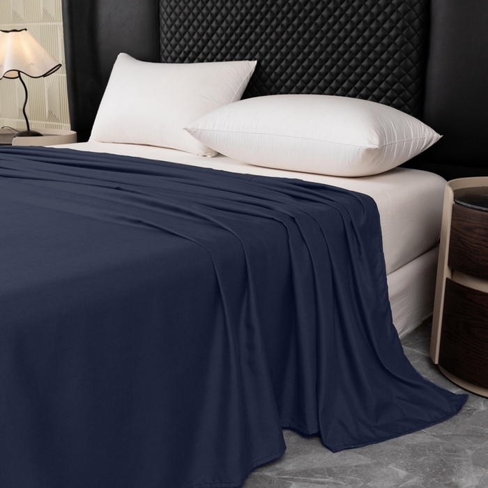 91家纺网 家纺一手货源 找家纺 2025新款跨境外贸纯色磨毛床单 藏青