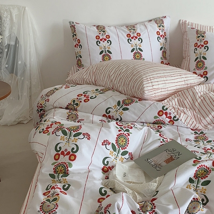 91家纺网 家纺一手货源 找家纺 （总）2025新款全棉北欧风ins风莉亚四件套风格一