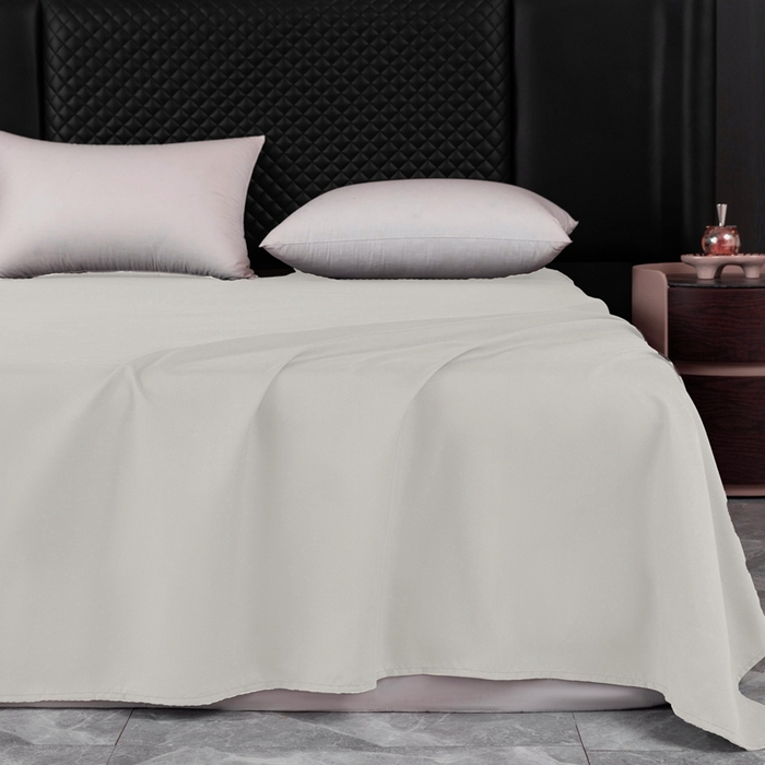 91家纺网 家纺一手货源 找家纺 2025新款跨境外贸纯色磨毛床单 米色