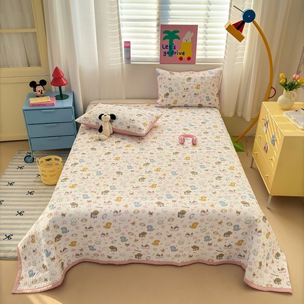 罗亿家纺 2025新款水洗棉双层纱夹棉绗缝床盖（提供买家秀） 灰蒙小狗