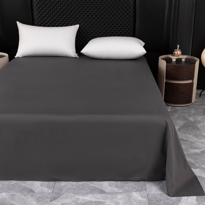 91家纺网 家纺一手货源 找家纺 2025新款跨境外贸纯色磨毛床单 黑色