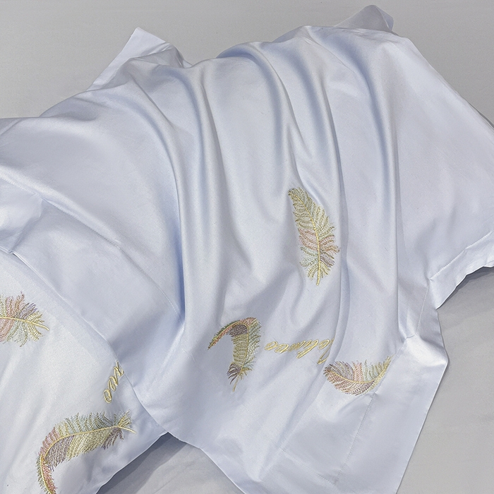 91家纺网 家纺一手货源 找家纺 2025春夏长绒棉四件套纯棉全棉轻奢风床单被套重工刺绣床上用品 芊羽梦-慕蓝