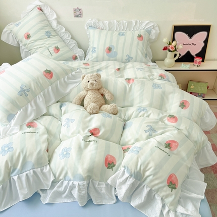 91家纺网 家纺一手货源 找家纺 港岛妹妹 2025新款韩式INS减龄花边款卡通四件套（可提供买家秀） 花边款-恋恋日记