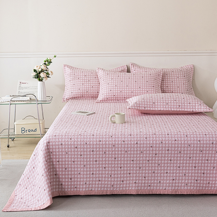 91家纺网 家纺一手货源 找家纺 2025新款13070双面全棉砂洗大直边床盖三件套四件套 知遇