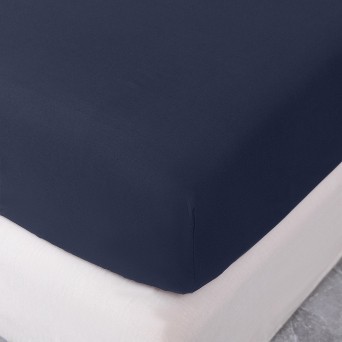 91家纺网 家纺一手货源 找家纺 2025新款跨境外贸纯色磨毛单床笠 藏青