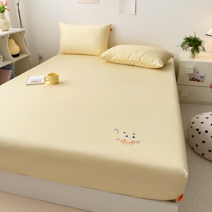 91家纺网 家纺一手货源 找家纺 （总）2025春夏新款A类小清新全棉纯棉绣花床笠席梦思保护罩单床笠可配同色枕套