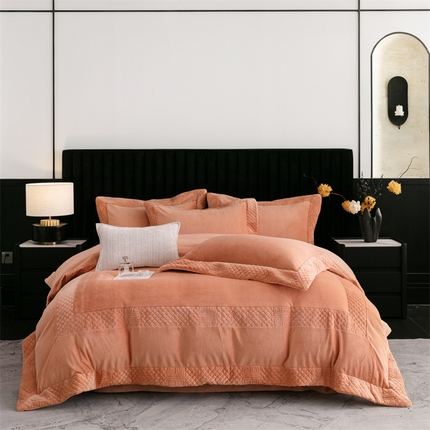 保罗圣迪奥 2025新款牛奶绒宽边四件套-梵希 梵希-西柚色