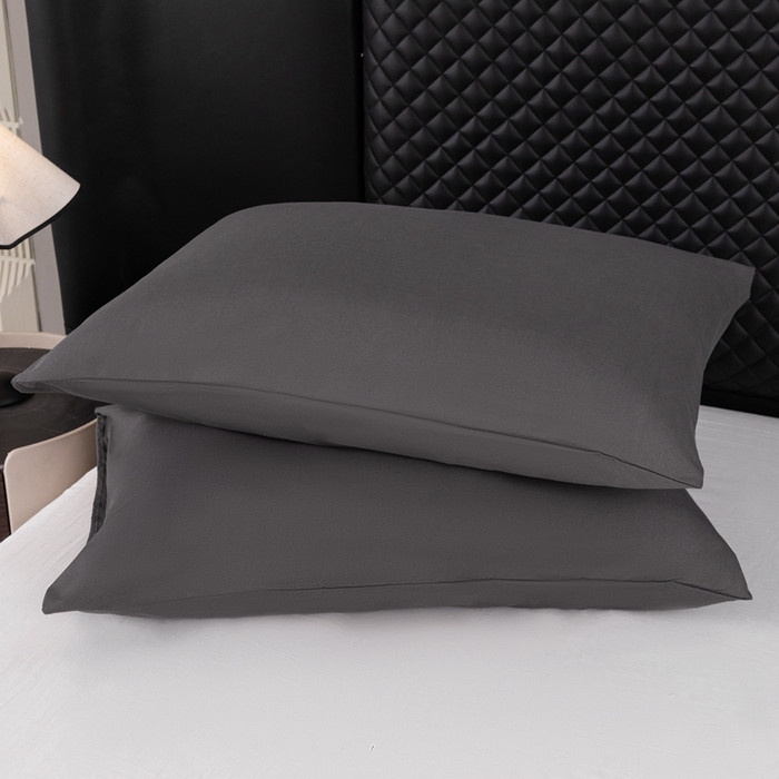 91家纺网 家纺一手货源 找家纺 2025新款跨境外贸纯色磨毛枕套 黑色