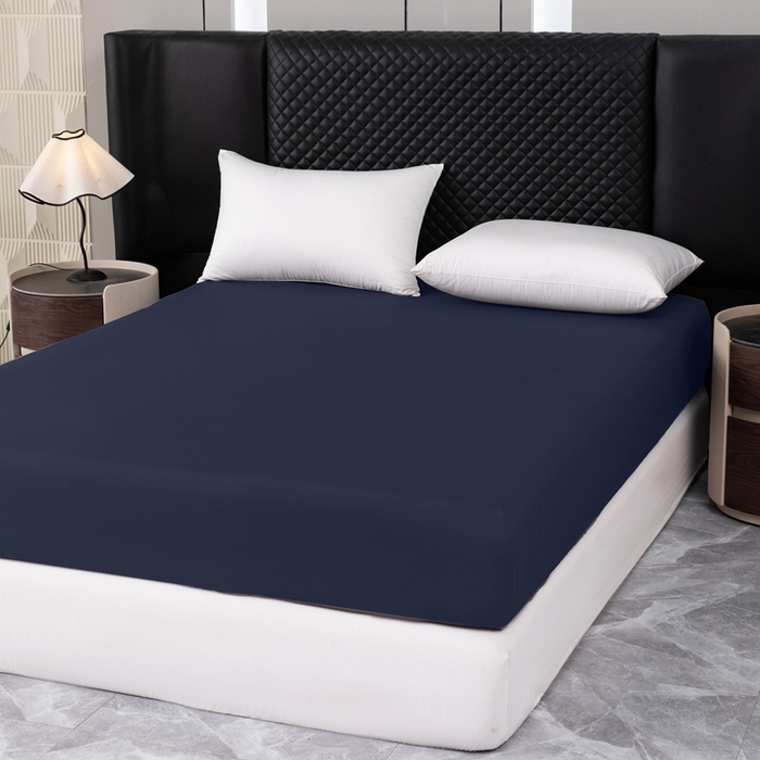 91家纺网 家纺一手货源 找家纺 2025新款跨境外贸纯色磨毛单床笠 藏青