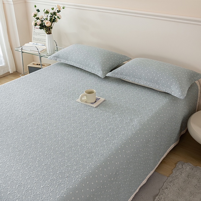 91家纺网 家纺一手货源 找家纺 2025新款13070双面全棉砂洗大直边床盖三件套四件套 温婉