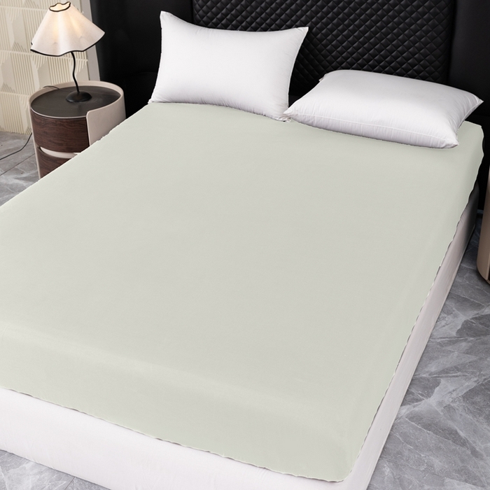 91家纺网 家纺一手货源 找家纺 2025新款跨境外贸纯色磨毛单床笠 米色