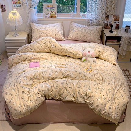 91家纺网 家纺一手货源 找家纺 （总）奈颜 2025新款爆款云感提花双层纱裸睡四件套