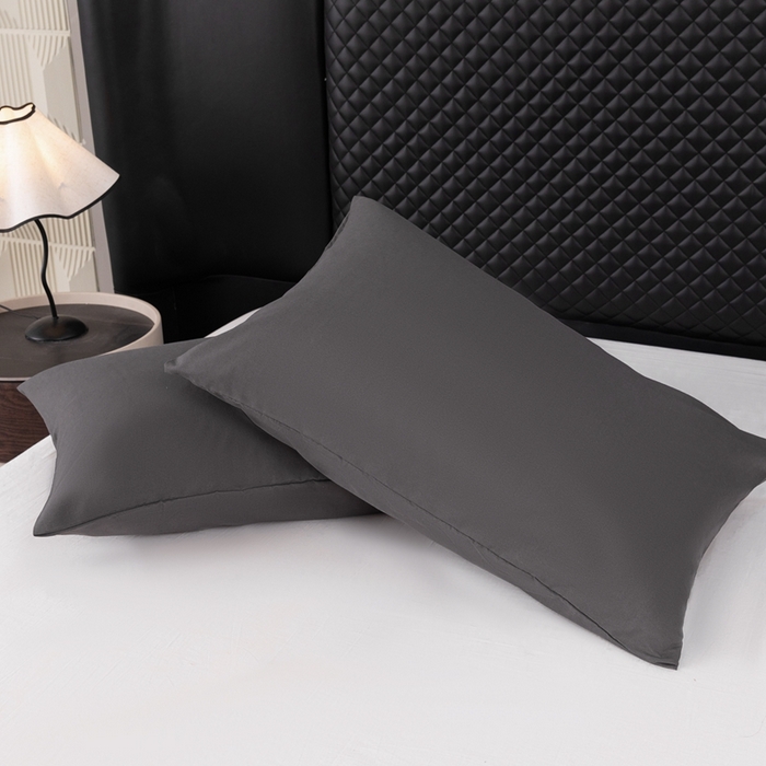 91家纺网 家纺一手货源 找家纺 2025新款跨境外贸纯色磨毛枕套 黑色