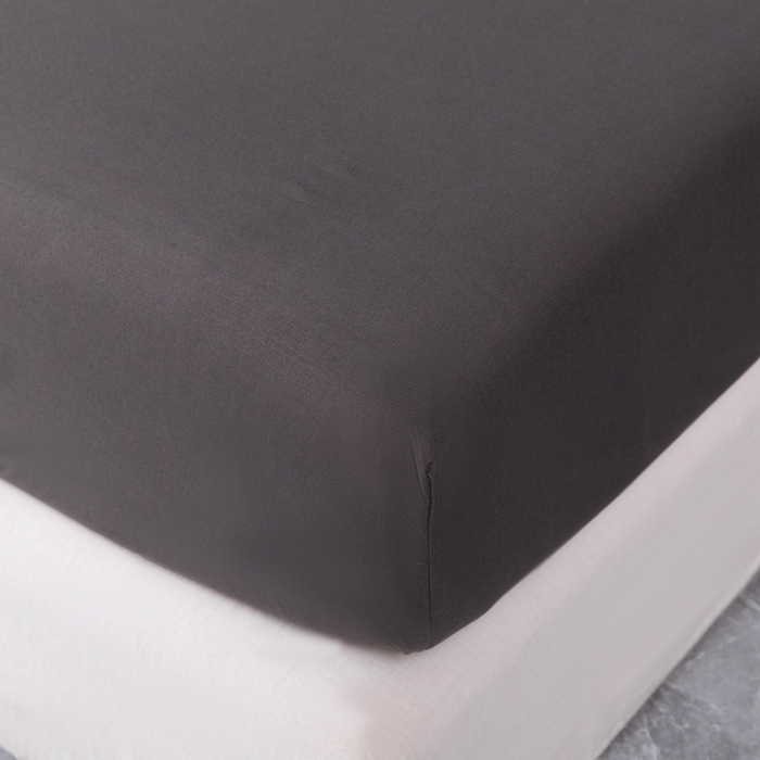 91家纺网 家纺一手货源 找家纺 2025新款跨境外贸纯色磨毛单床笠 黑色