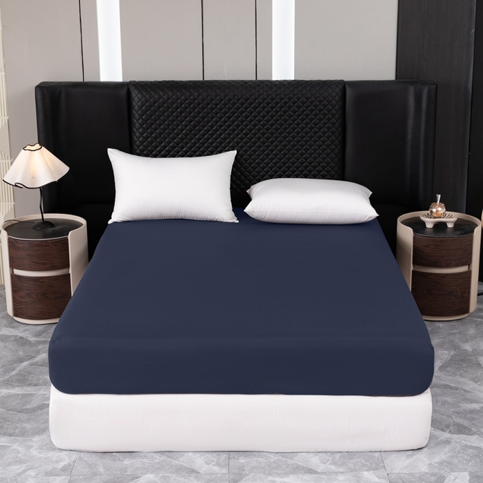 91家纺网 家纺一手货源 找家纺 2025新款跨境外贸纯色磨毛单床笠 藏青