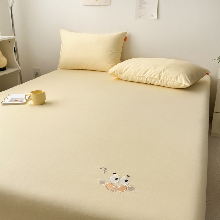 91家纺网 家纺一手货源 找家纺 （总）2025春夏新款A类小清新全棉纯棉绣花床笠席梦思保护罩单床笠可配同色枕套