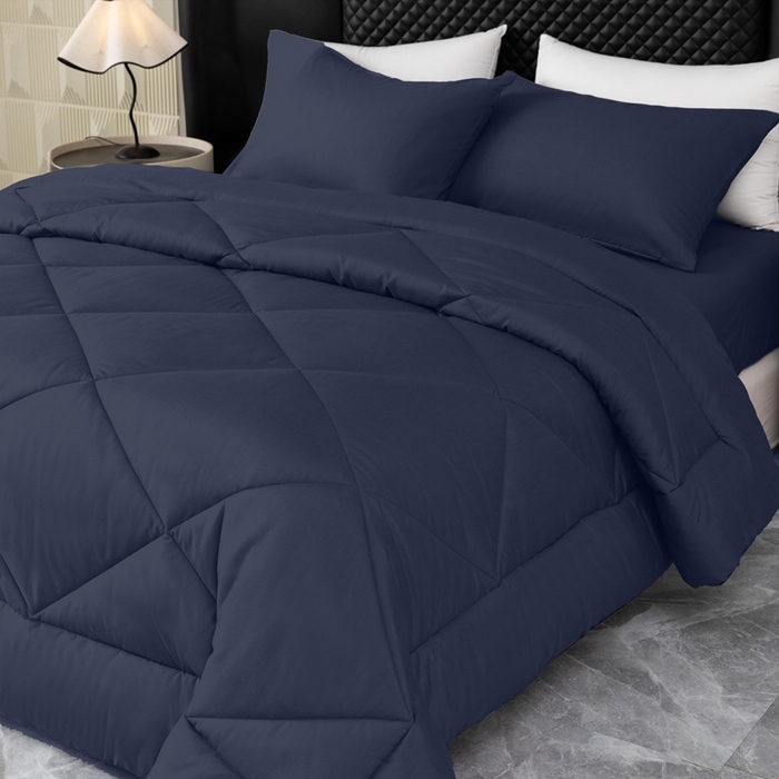 91家纺网 家纺一手货源 找家纺 2025新款磨毛单床笠单品床上用品四件套 藏青