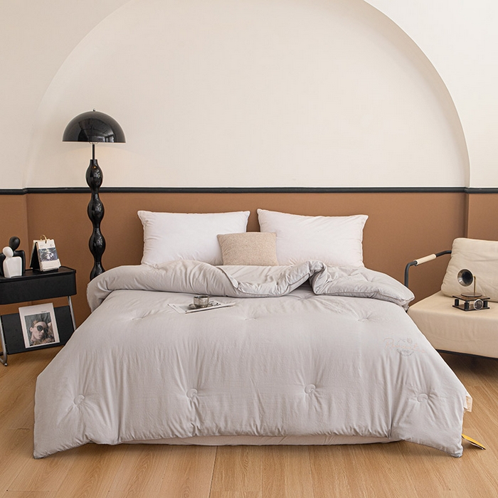 91家纺网 家纺一手货源 找家纺 睡棉坊 2025新款A类银融棉大豆被水洗棉春秋被加厚冬被正宗10%大豆被带质检报告 灰色