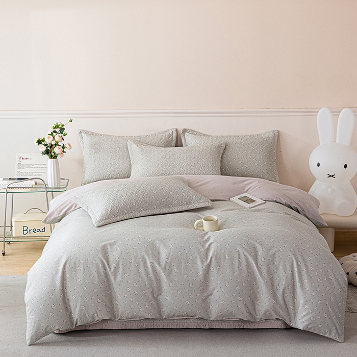 91家纺网 家纺一手货源 找家纺 2025新款13070双面全棉砂洗大直边床盖三件套四件套 雨溪