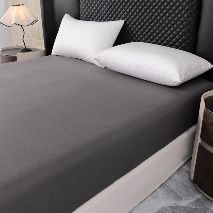 91家纺网 家纺一手货源 找家纺 2025新款跨境外贸纯色磨毛单床笠 灰色床笠